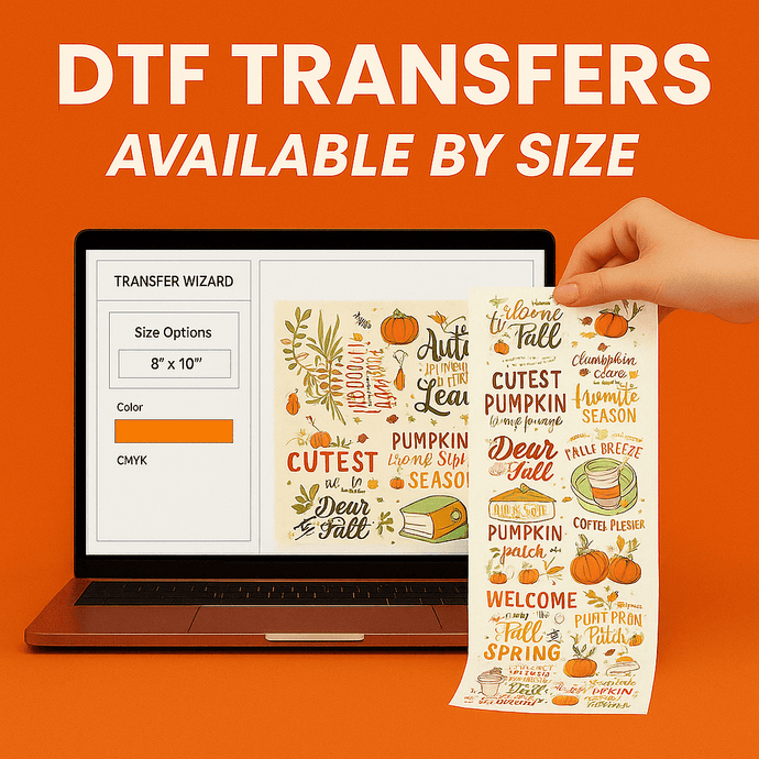 Custom DTF transfers by size – full-color transfers for shirts and hoodies
